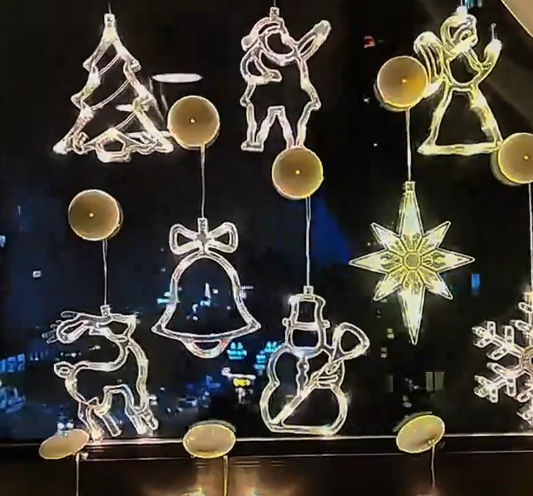 Christmas LED Suction Cup Chandelier Santa Claus Elk Snowman Lights Holiday Party Window Decor Lamps Battery Powered - Image 2
